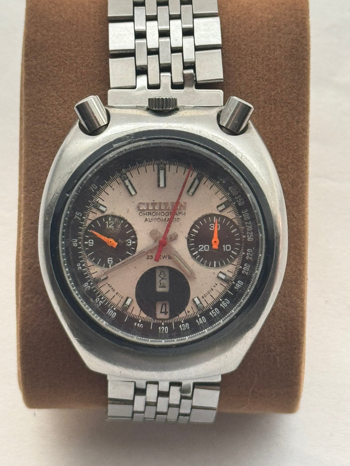 Vintage Citizen Bullhead Chronograph 8110A Automatic–DayDate, Staal, Gebruikt, Staal, Ophalen of Verzenden