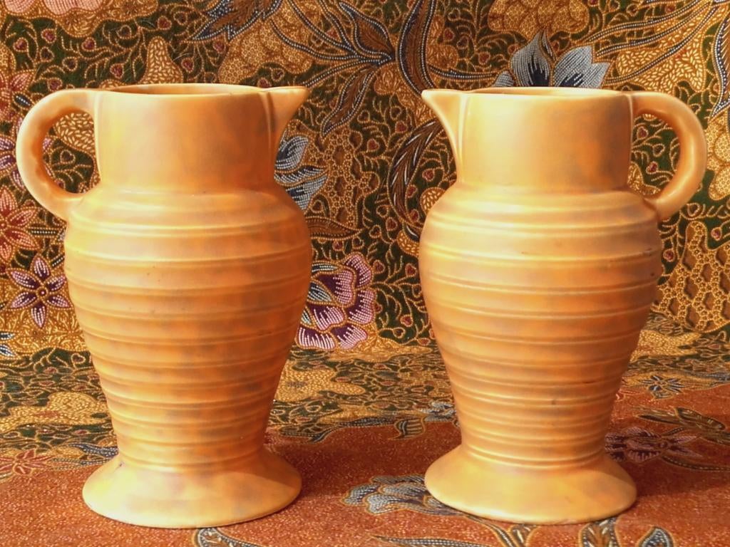 Mooi stel originele Art Deco kannetjes uit Engeland 13,6 cm., Ophalen of Verzenden