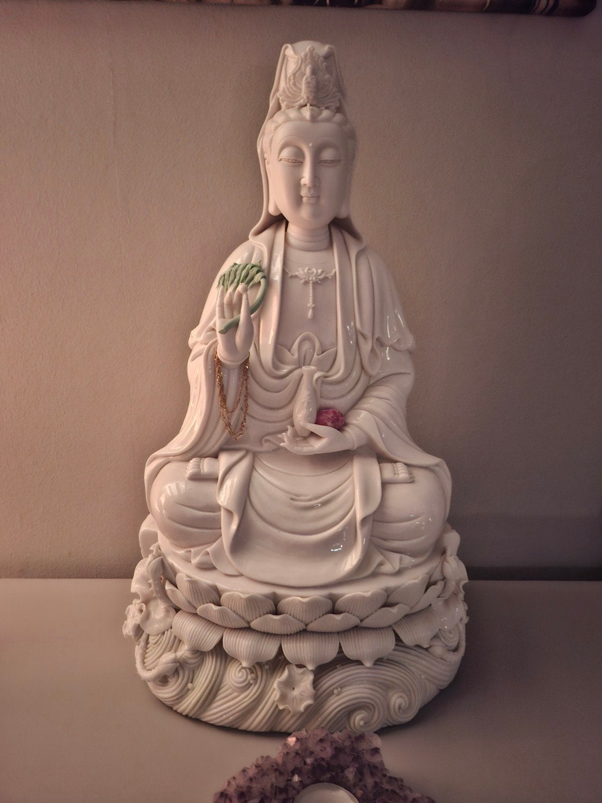 Kwan Yin beeld. keramiek 50cm hoog, Ophalen, Steen/keramiek, Wit, Zo goed als nieuw