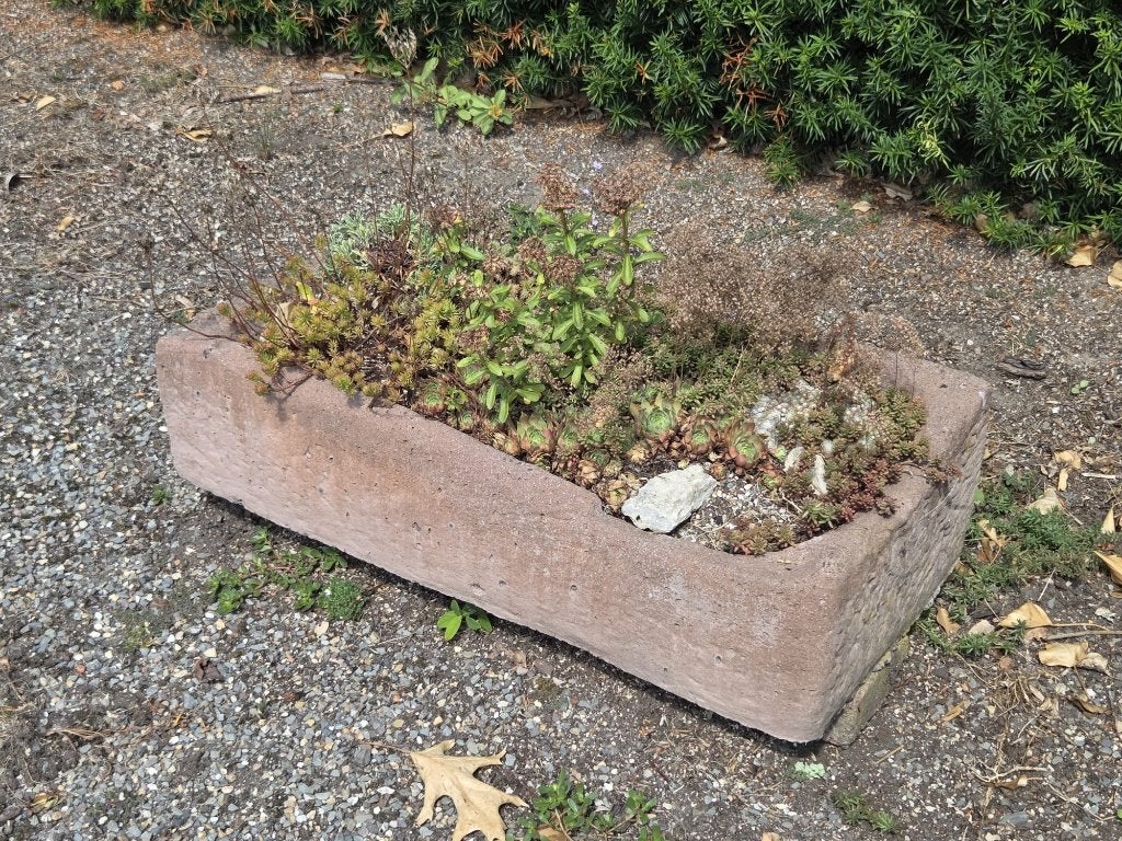 Rechthoekige stenen trog – plantenbak met rotsplanten, Ophalen, Steen, Gebruikt, 60 tot 100 cm