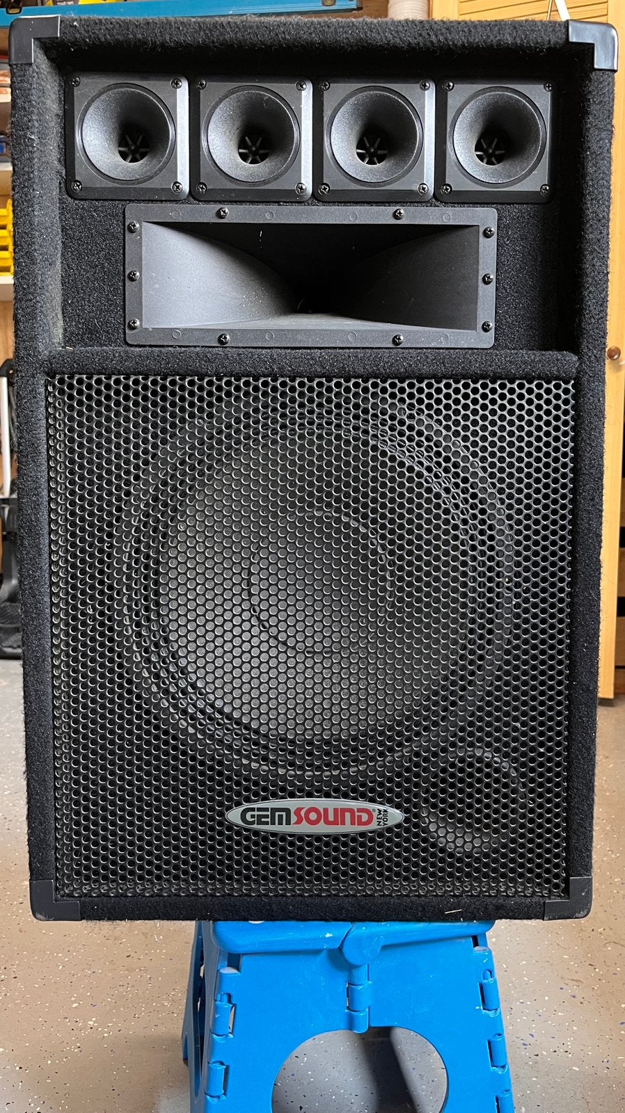 2 stuks GEM Sound TR-120 luidsprekerboxen - 450 Watt Peak, Audio, Tv en Foto, Luidsprekers, Gebruikt, Front, Rear of Stereo speakers