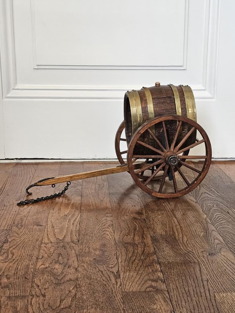 Antiek houten speelgoed oude paardenwagen drankton, Ophalen of Verzenden