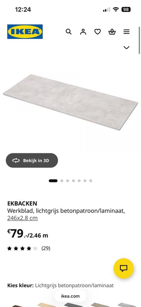 Werkblad / keukenblad / bureaublad grijs, Huis en Inrichting, Keuken | Keukenelementen, Ophalen, 50 tot 75 cm, Grijs, Minder dan 100 cm