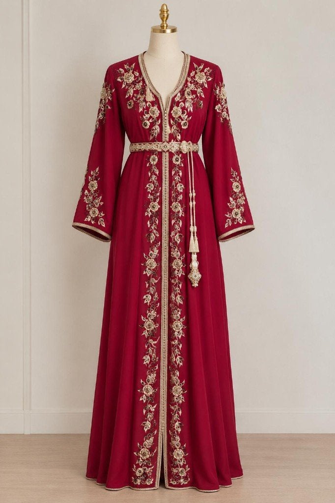 Marokkaanse vrouwen jurk (takshita/takchita) Rood, Maat 38/40 (M), Ophalen of Verzenden, Zo goed als nieuw, Rood