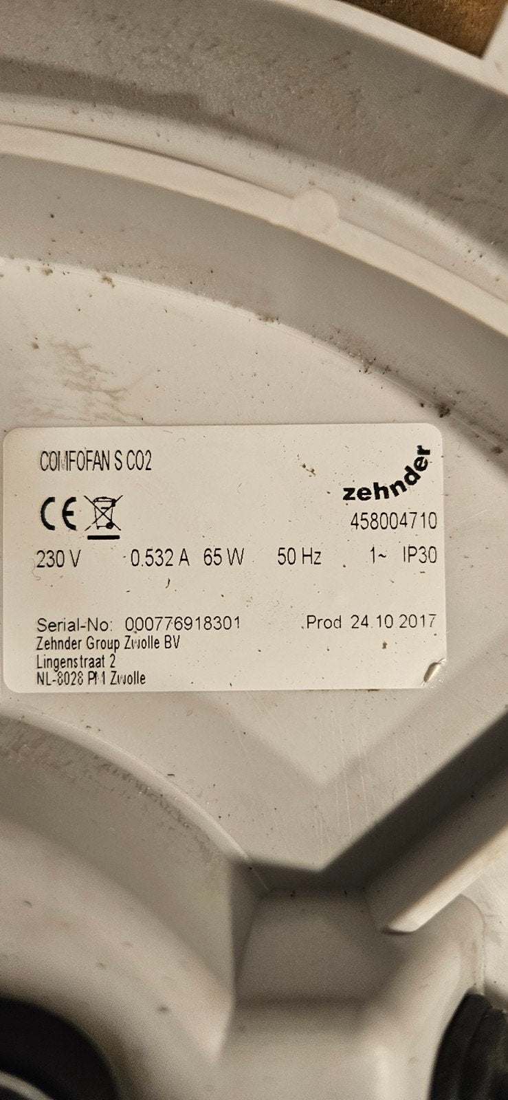 Zehnder mechanische ventilatie motor en printplaat, Doe-het-zelf en Verbouw, Ophalen, Gebruikt, Afzuiger