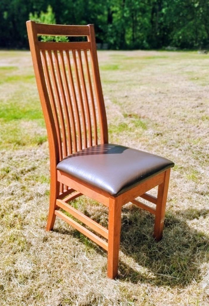 6 stuks massief eikenhout eetkamerstoelen, Huis en Inrichting, Stoelen, Ophalen, Gebruikt, Bruin, Klassiek