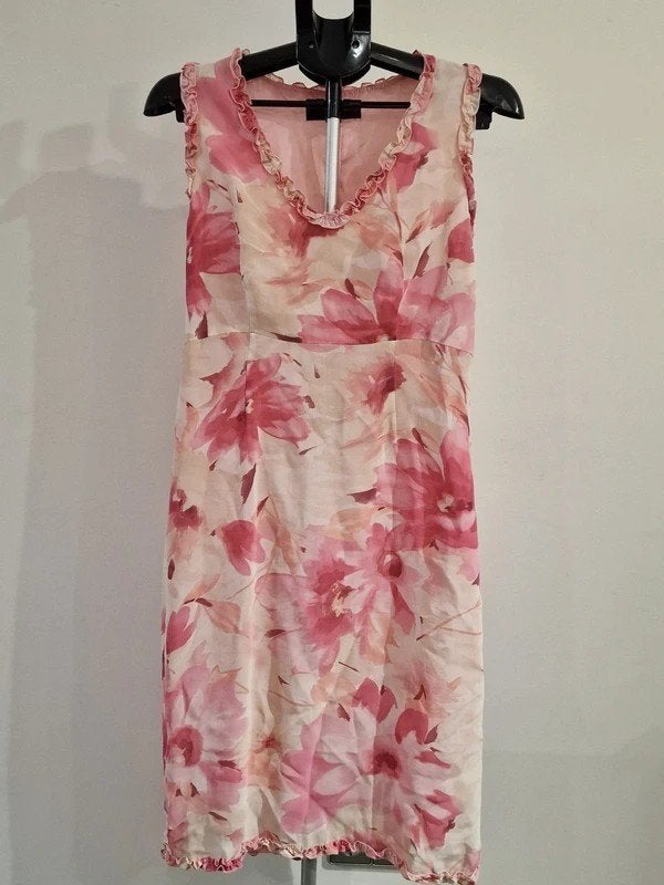 Steps Woman Jurk Maat 40 Roze Bloemen 100% Viscose, Ophalen of Verzenden, Zo goed als nieuw, Maat 38/40 (M), Roze