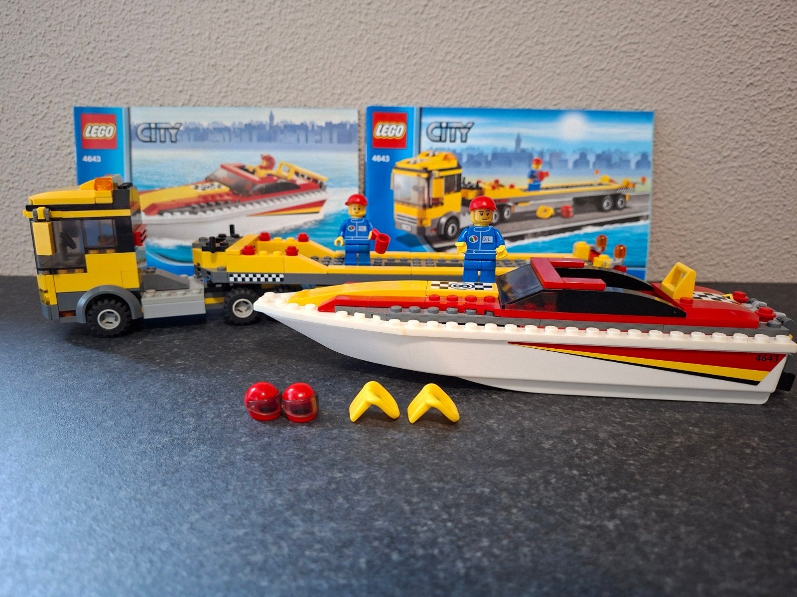 Lego City 4643 Powerboot Transport met instructies, Lego, Ophalen of Verzenden, Inclusief instructies, Complete set