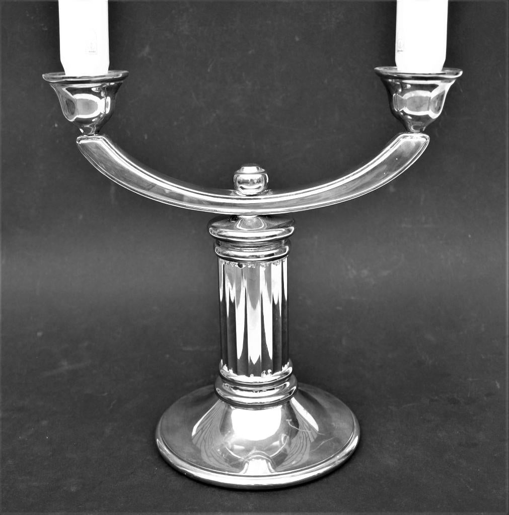 Kandelaar verchroomd - 2 arms, Ophalen of Verzenden, Gebruikt, Metaal, Minder dan 25 cm