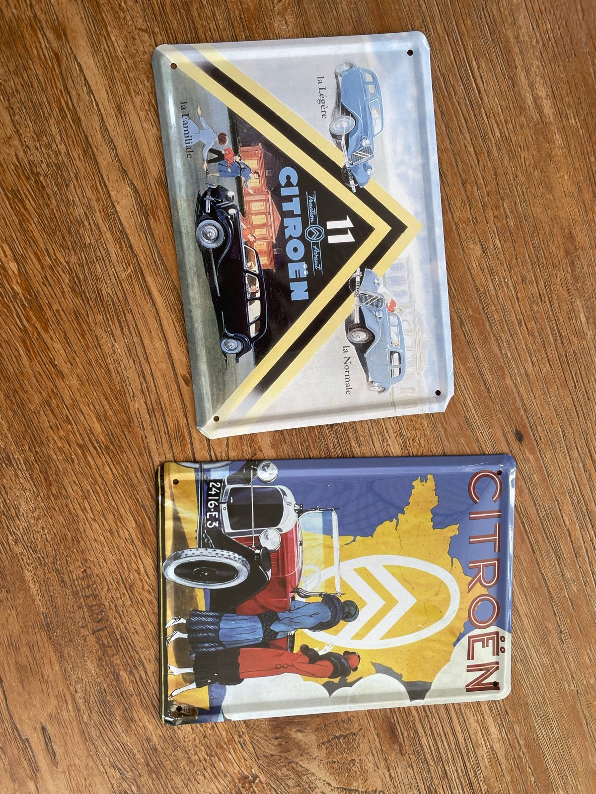 2 vintage Citroën metalen reclameborden - auto decoratie, Ophalen of Verzenden, Zo goed als nieuw, Auto's