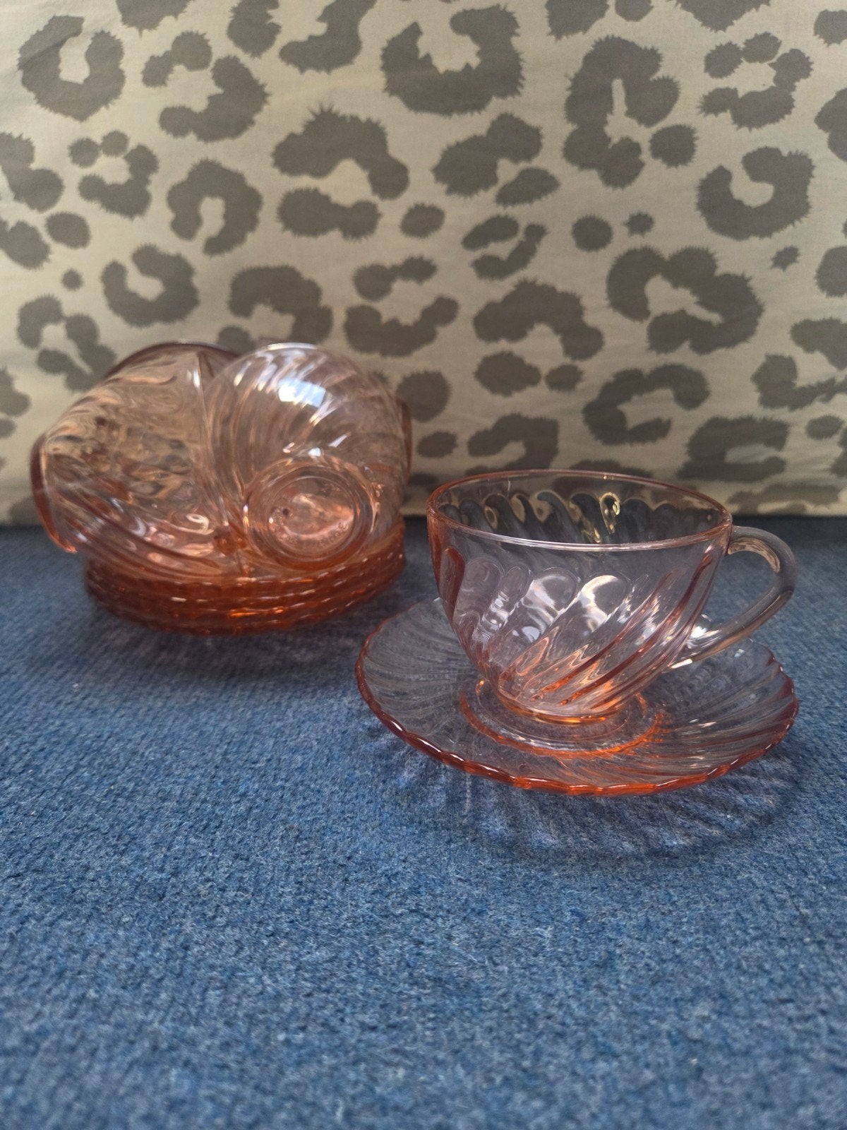 luminarc Swirl rose kop en schotel, Ophalen of Verzenden, Glas, Kop(pen) en/of Schotel(s)