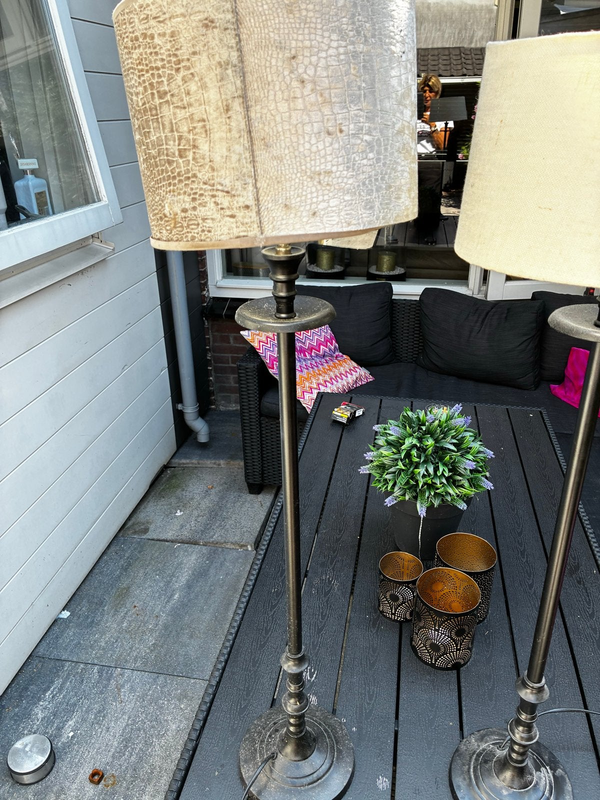2 Riviera Maison Winston Wine Table Lamp met kappen, Gebruikt, Minder dan 100 cm, Metaal, E27 (groot)