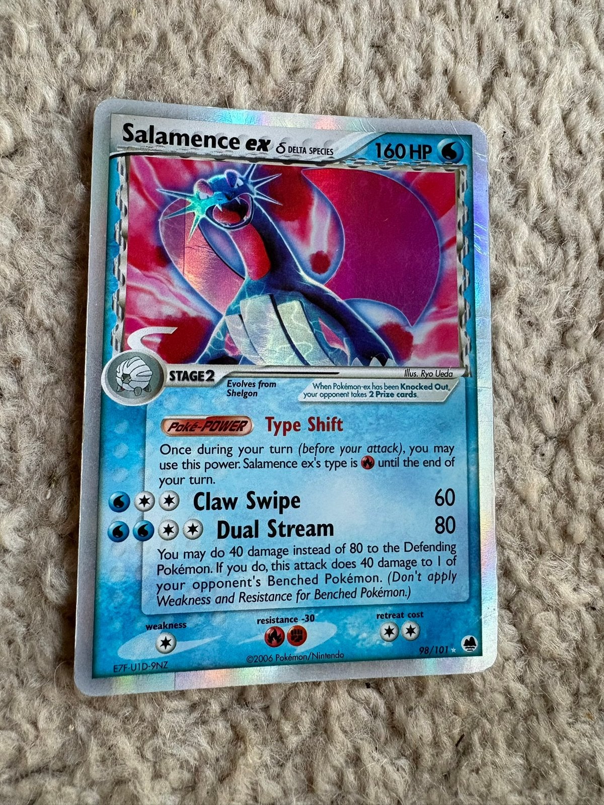 Pokémon kaart Salamence ex 98/101 vintage oud, Ophalen of Verzenden, Zo goed als nieuw
