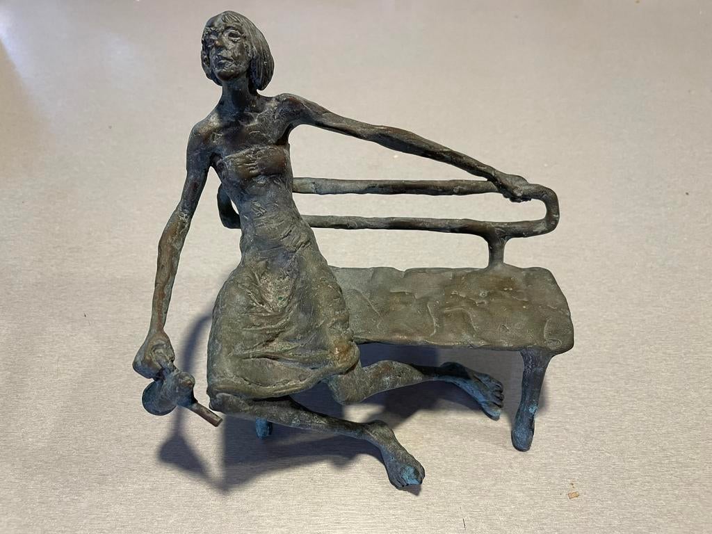 Bronzen tuinierster, Antiek en Kunst, Ophalen of Verzenden, Brons