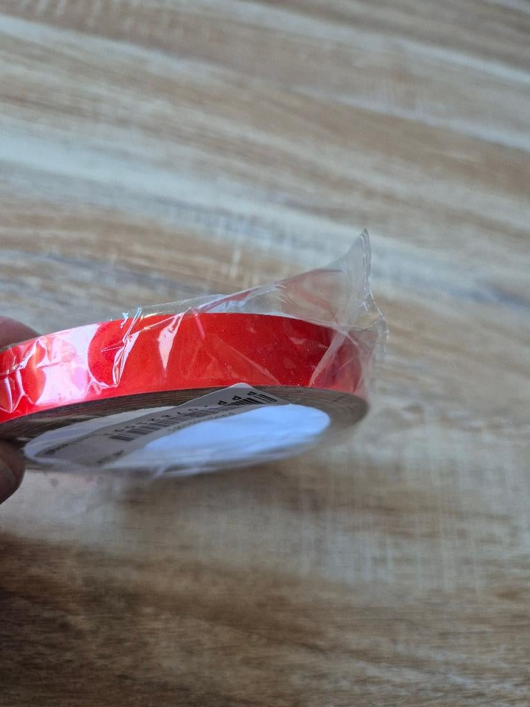 10 meter rode reflecterende tape. 15 mm breed., Ophalen of Verzenden