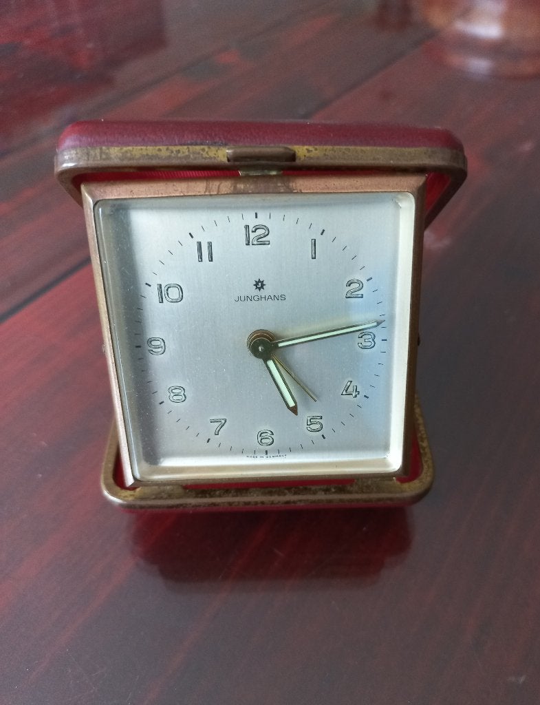 Vintage Junghans wekker analoog reiswekker in koffer, Witgoed en Apparatuur, Wekkers, Ophalen of Verzenden, Gebruikt, Analoog