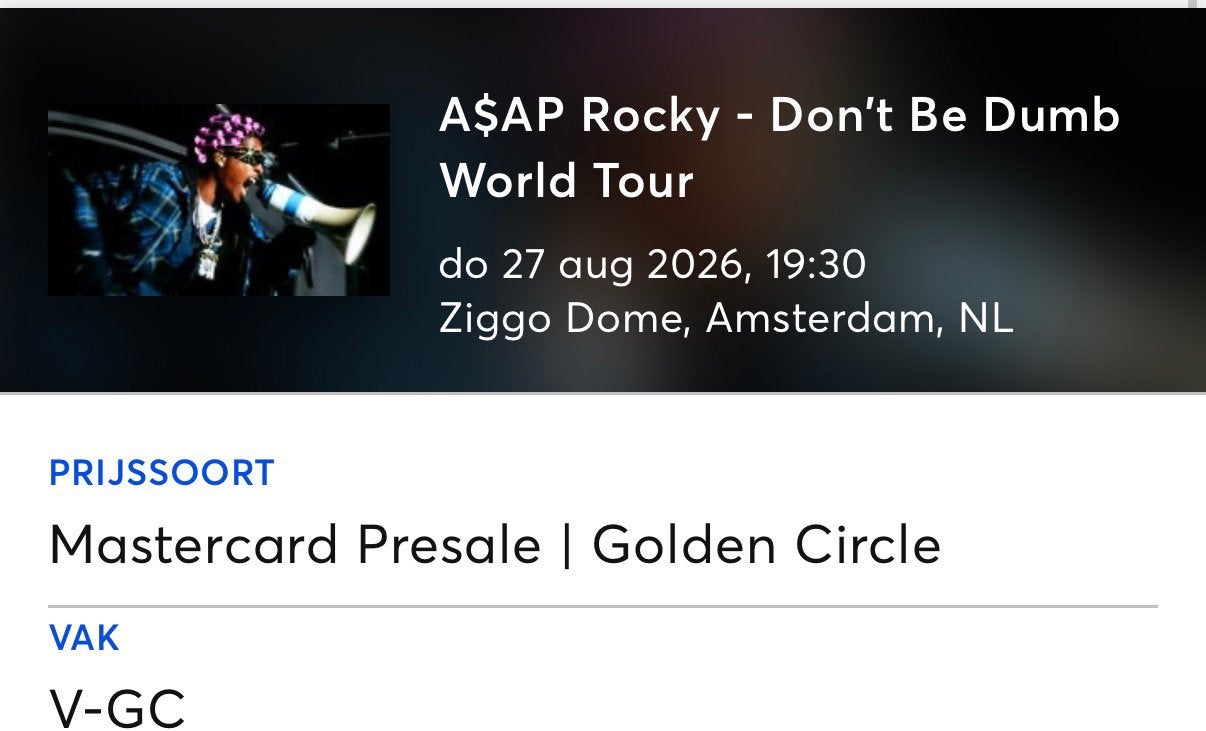 Golden circle asap rocky, Eén persoon, Augustus