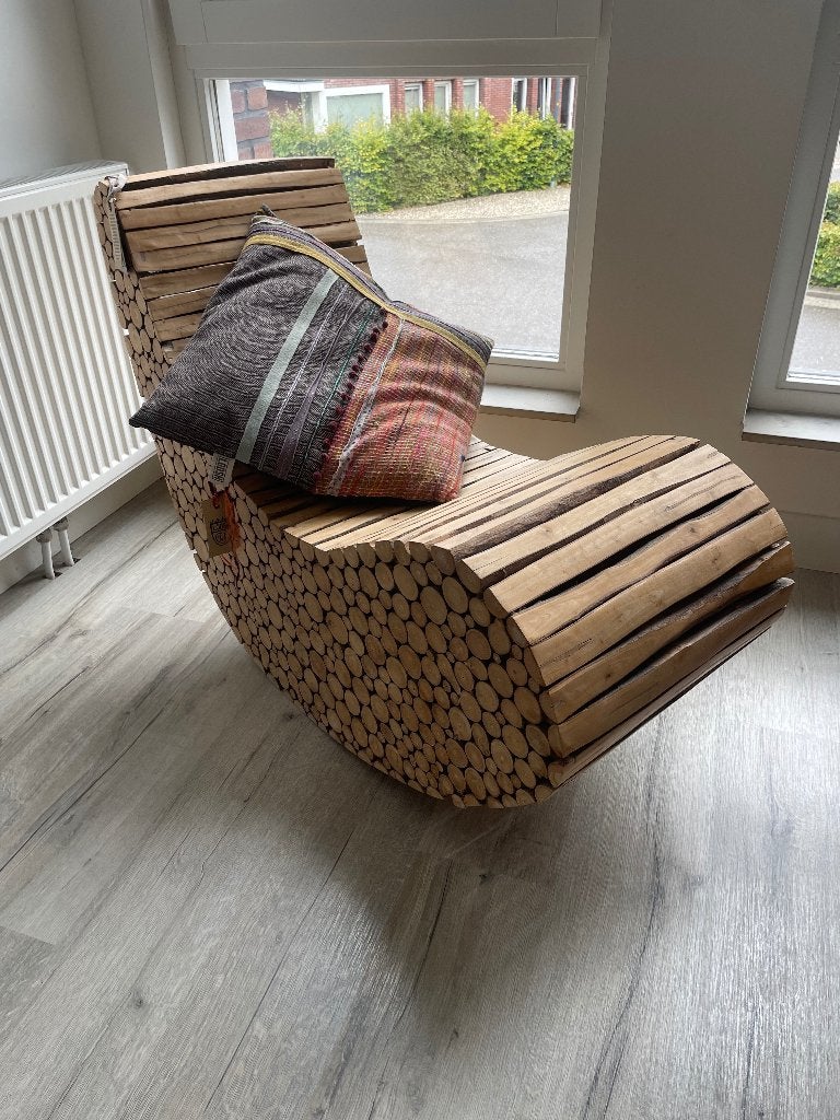 Lodsh houten schommelstoel, Ophalen, Gebruikt, Bruin, Eén
