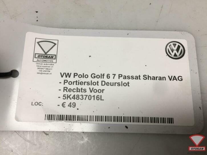 vw polo golf portierslot deurslot rechts voor 5k4837016l, Gebruikt, Volkswagen, Volkswagen AG, Vw@volkswagen.de