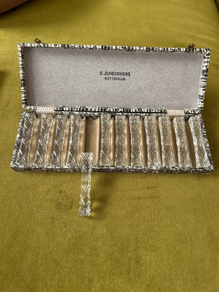 Antieke messenleggers van kristal/glas, Antiek en Kunst, Ophalen of Verzenden