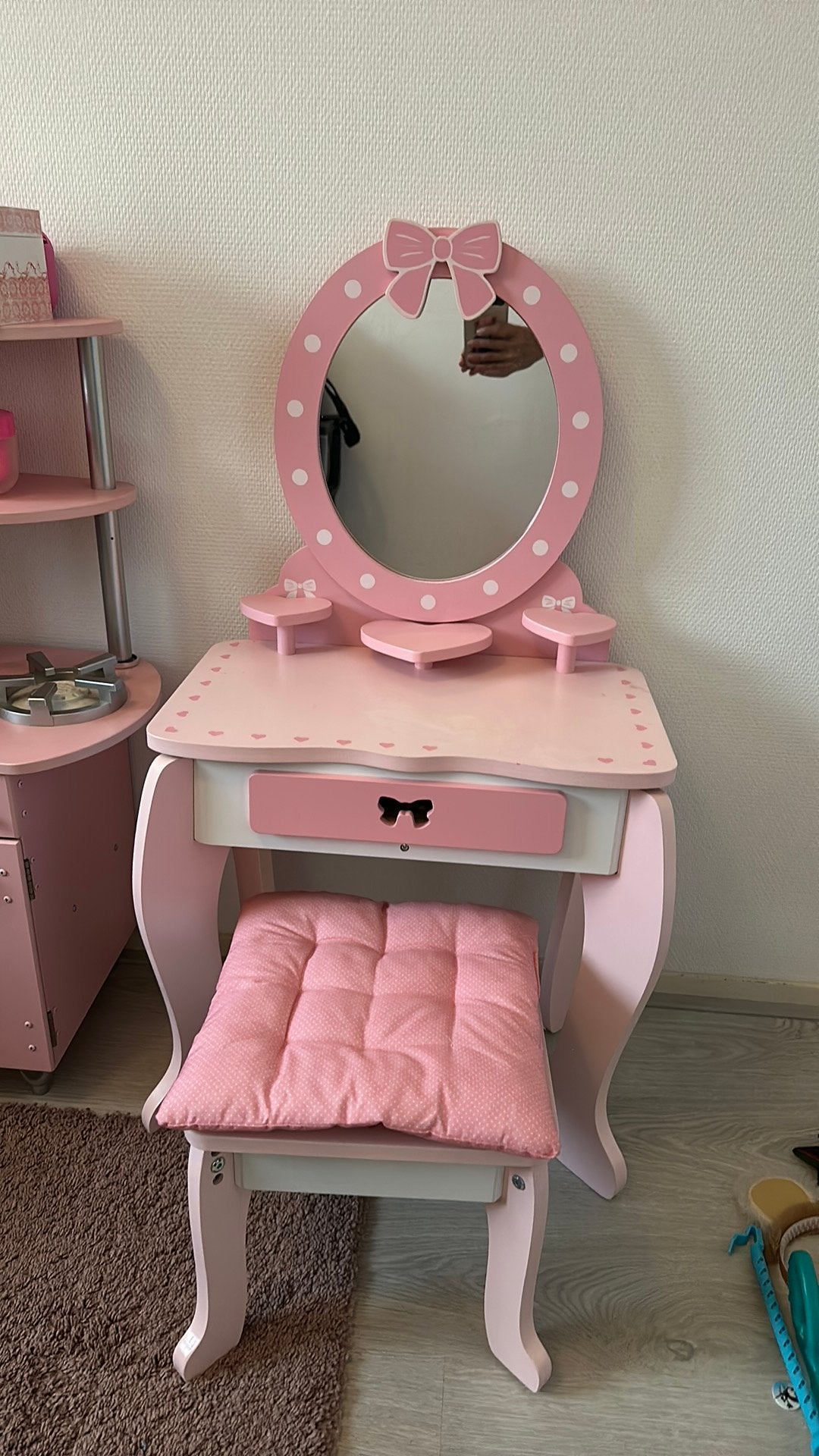 Meisjes houten kaptafel met kruk, Ophalen, Gebruikt, 50 tot 100 cm, Minder dan 100 cm