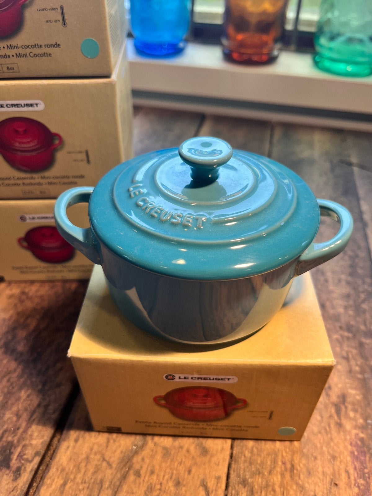 Le creuset mini cocotte 4 stuks setprijs nieuw, Huis en Inrichting, Keuken | Potten en Pannen, Ophalen of Verzenden, Zo goed als nieuw