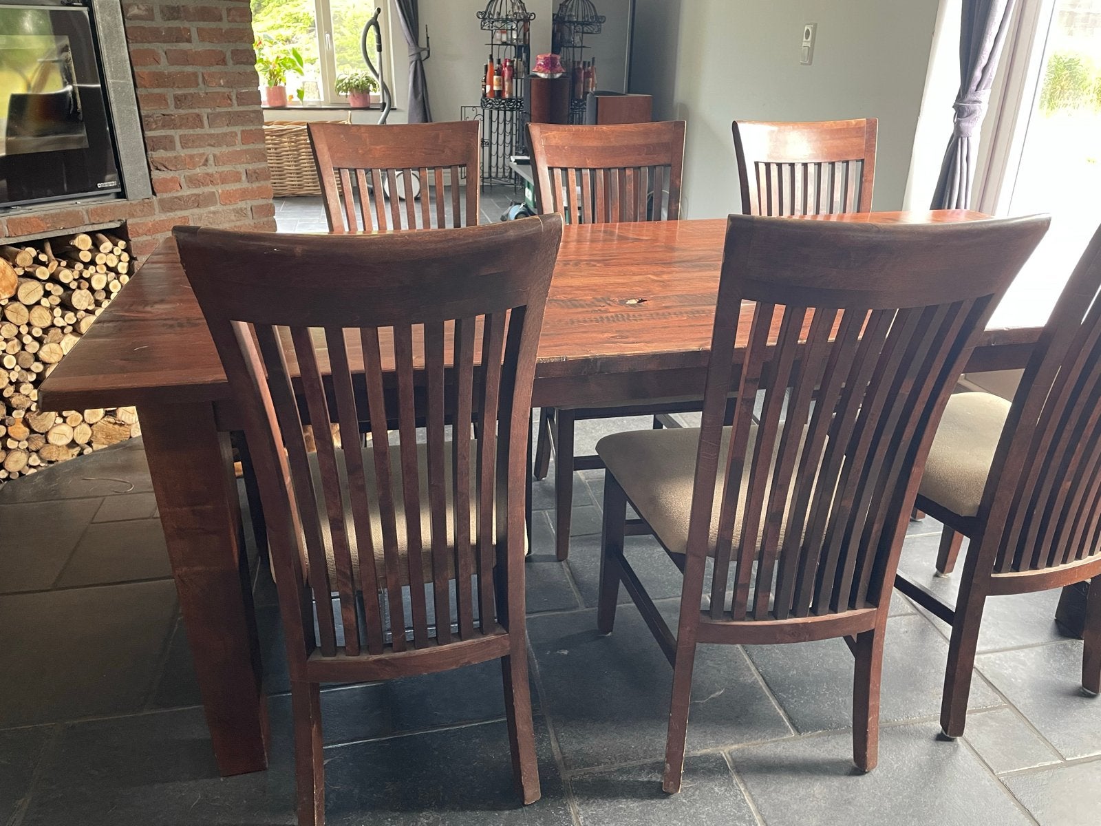 Complete Koloniale Woonkamerset: Eettafel, Salontafel, Kaste, Ophalen