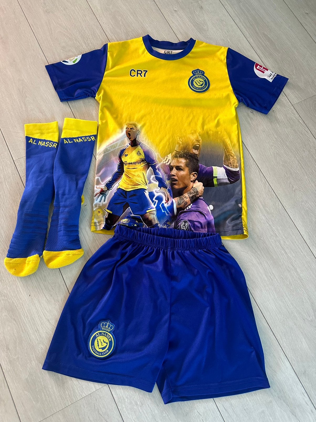 Voetbalshirt met broekje Ronaldo, Maat XS of kleiner, Ophalen of Verzenden, Zo goed als nieuw, Shirt