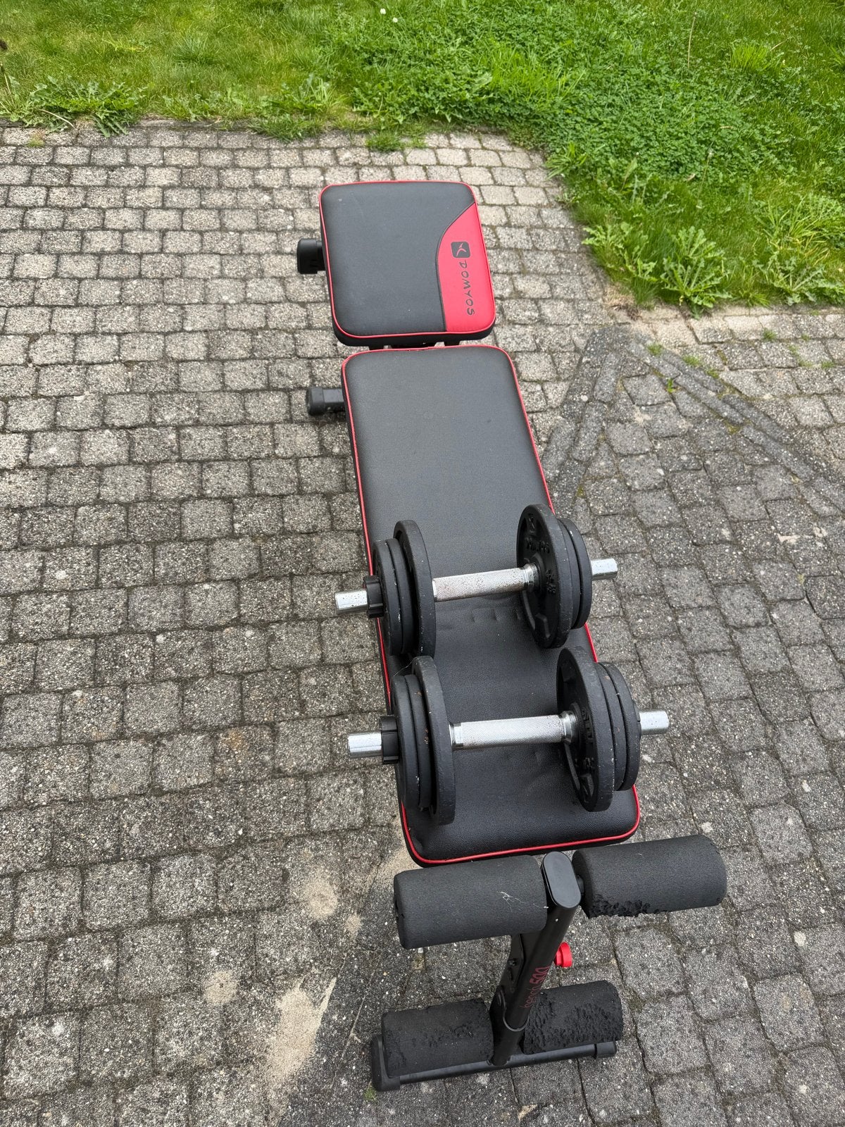 Verstelbaar fitnessbankje met 2x 10kg dumbells, Sport en Fitness, Ophalen, Gebruikt, Overige typen, Armen