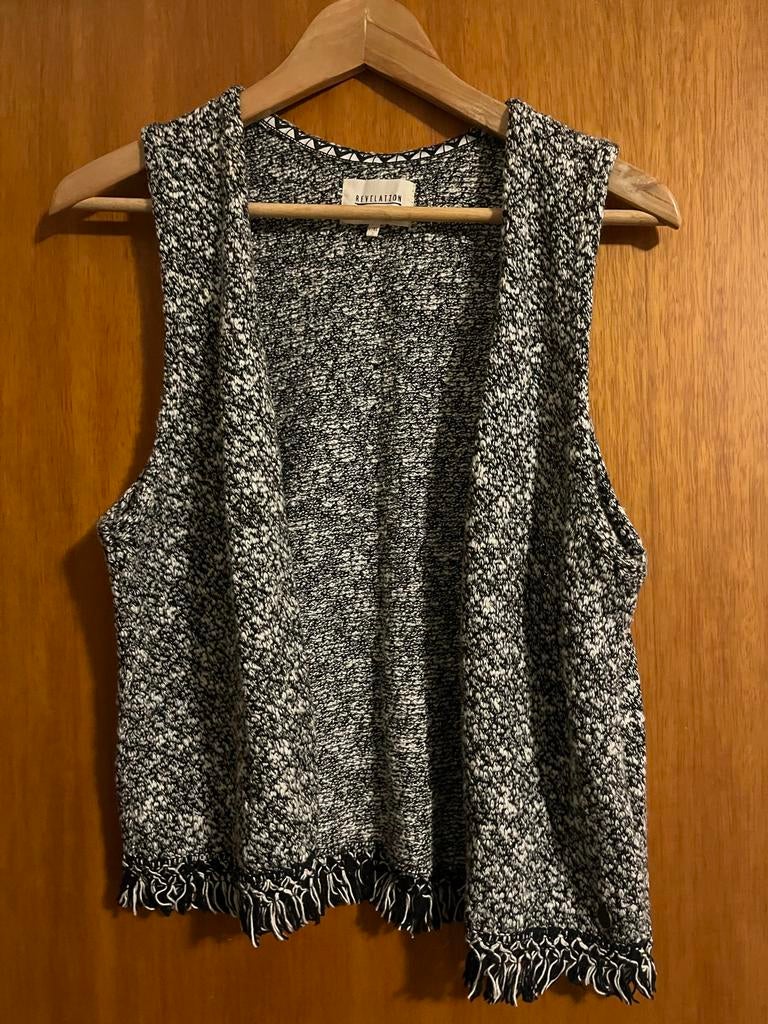 Gebreid vest Revelation wit/zwart maat L/XL, Ophalen of Verzenden, Zo goed als nieuw, Maat 42/44 (L), Wit