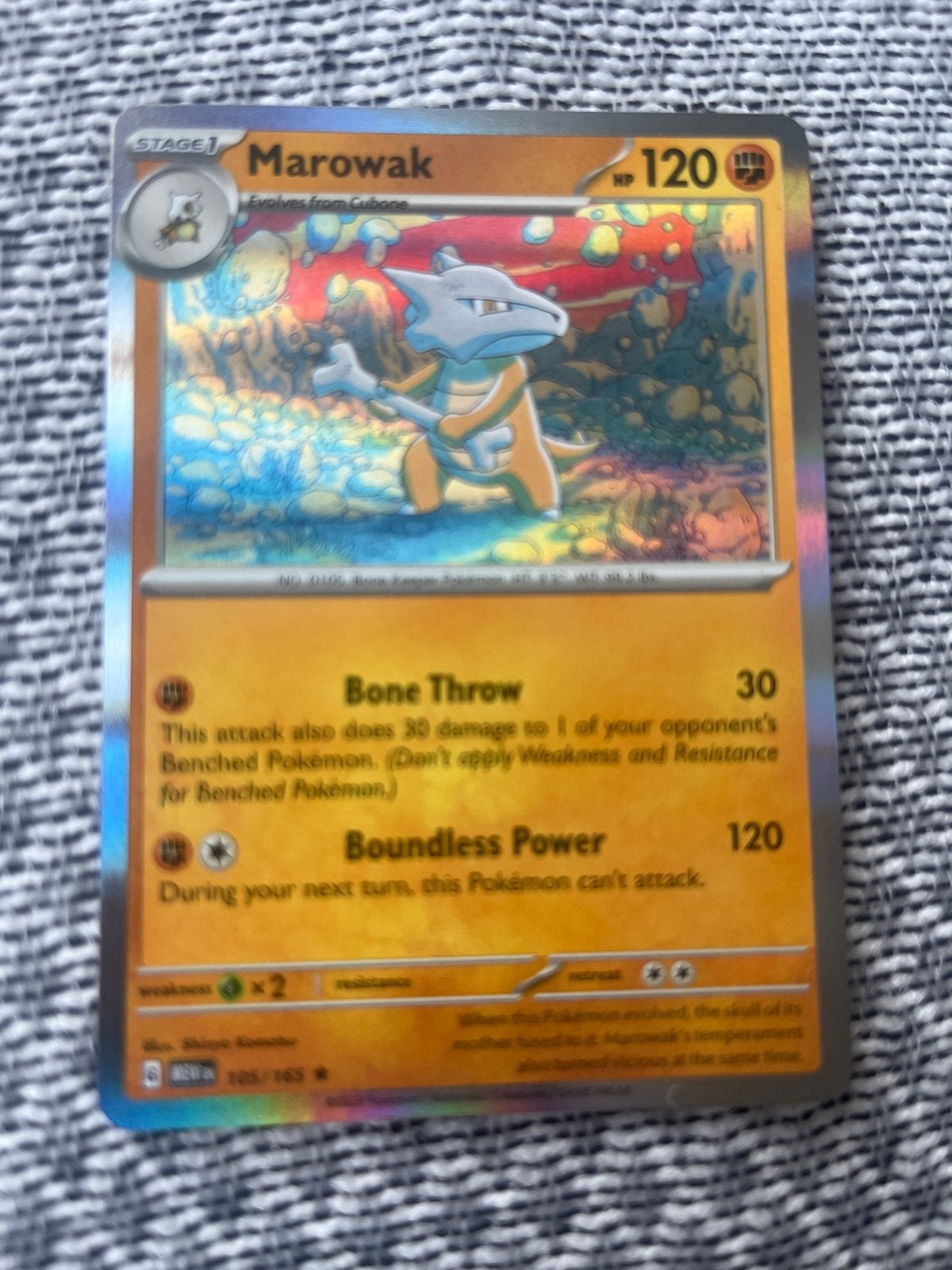 Pokémon Marowak 105/165 Reverse Holo Kaart, Ophalen of Verzenden, Zo goed als nieuw, Losse kaart, Foil