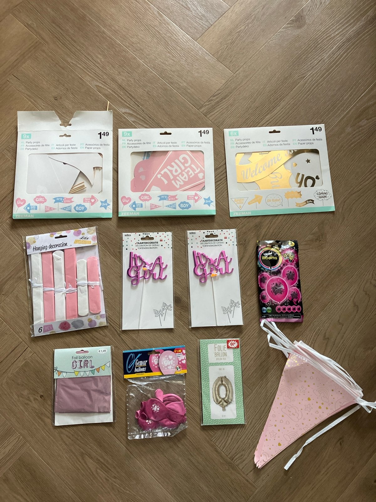 Pakket 'It's a Girl' feestversiering / decoratie meisje, Ophalen of Verzenden, Nieuw, Versiering, Geboorte of Huwelijk