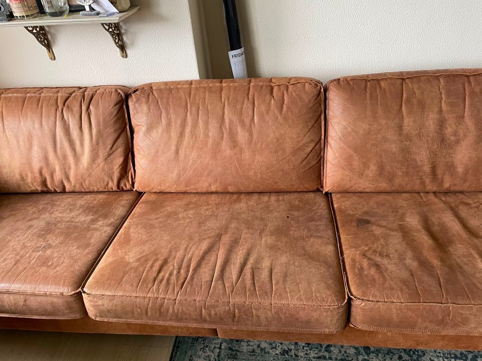Comfortabele leren driezitsbank - Gebruikt, Ophalen, Gebruikt, Driepersoons, 200 tot 250 cm