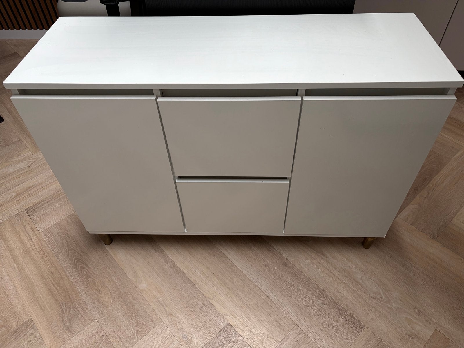 Witte ladekast/dressoir met deuren en lades, Ophalen, Gebruikt, 100 tot 150 cm, Met lade(s)