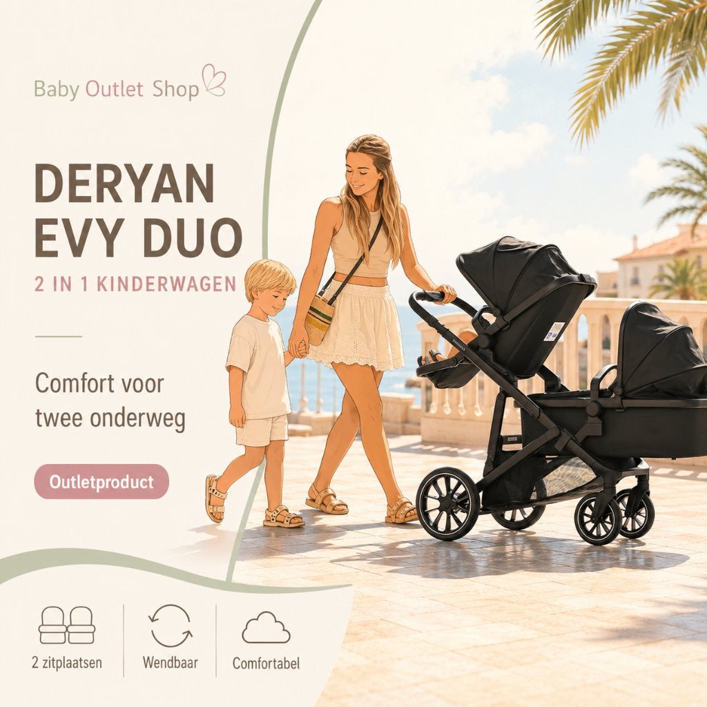 Deryan Evy V2 Duo Kinderwagen - Extra zitje - Zwart