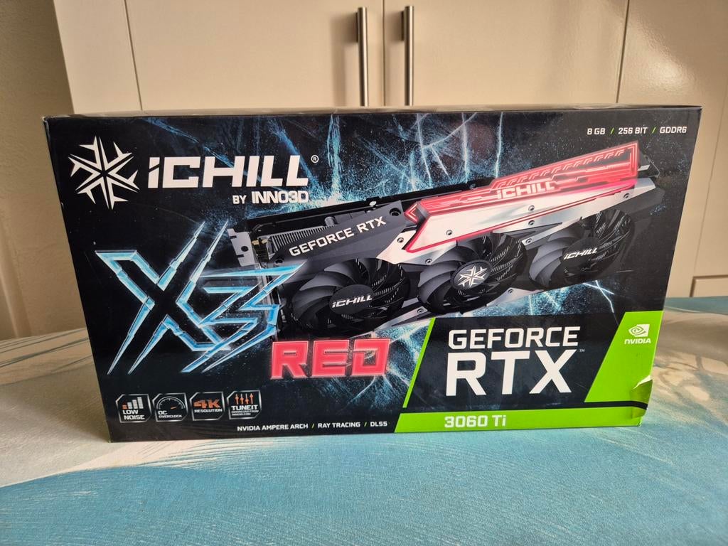 Nieuwe Inno3D iChill GeForce RTX 3060 Ti X3 Red 8GB GDDR6, Computers en Software, Videokaarten, GDDR6, PCI-Express 4, Nieuw, Ophalen of Verzenden