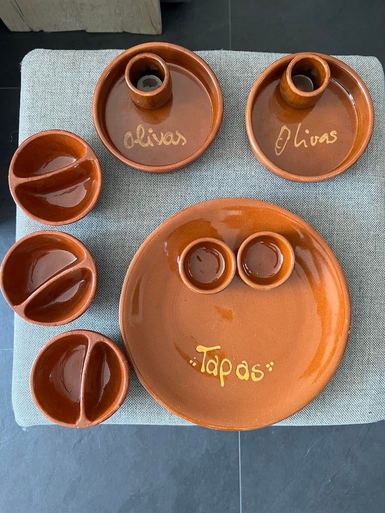Aardewerk Tapas en Olijven Schalen Set, Ophalen of Verzenden, Overige stijlen, Aardewerk, Schaal of Schalen