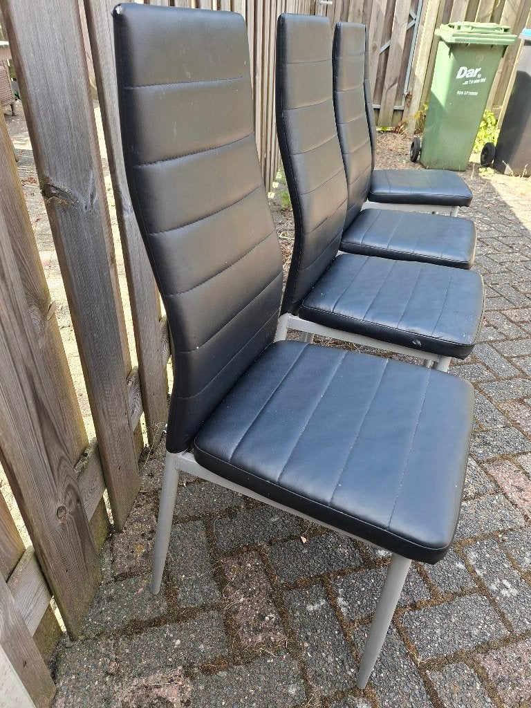 eetkamerstoel, Huis en Inrichting, Ophalen, Gebruikt, Zwart, Leer