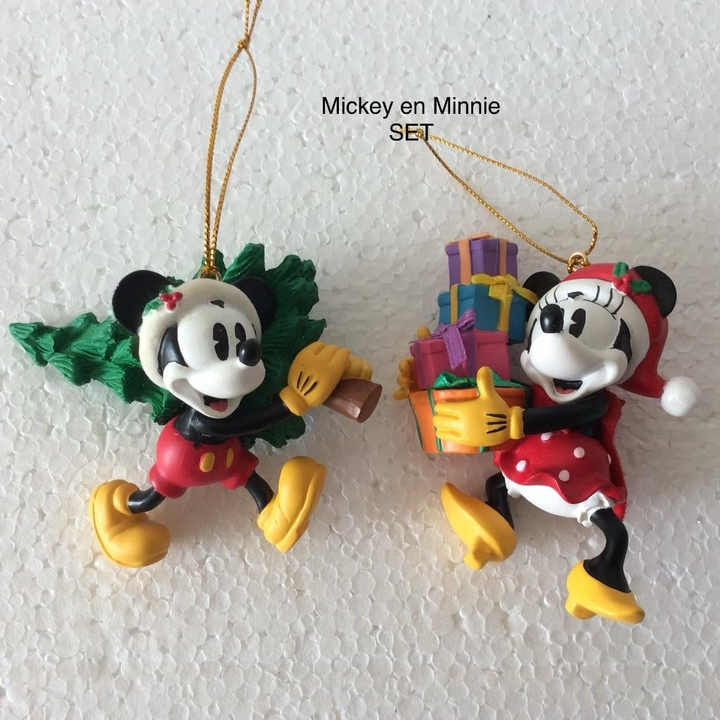 Disney ornamenten - set van 2 : Minnie en Mickey mouse, Ophalen of Verzenden, Mickey Mouse, Zo goed als nieuw, Beeldje of Figuurtje