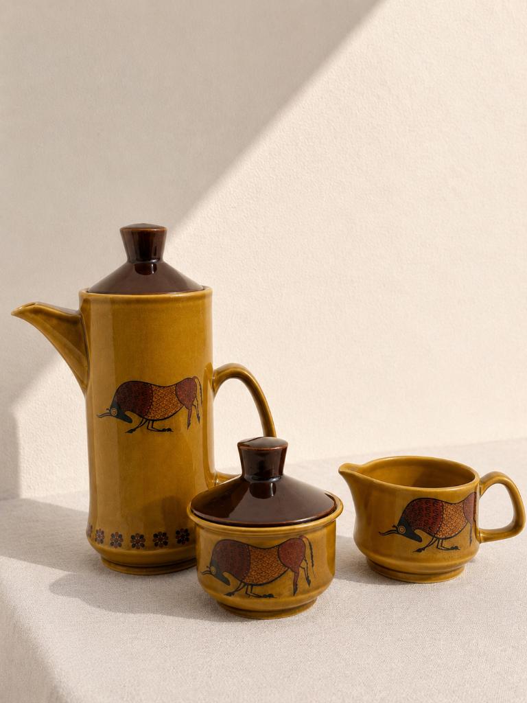 Vintage Royal Worcester Palissy Taurus koffie set – England, Antiek en Kunst, Antiek | Servies los, Ophalen of Verzenden