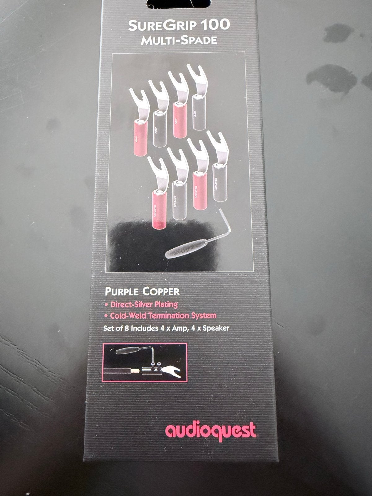 Nieuwe AudioQuest SureGrip 100 Multi-Spade Silver Connectore, Audio, Tv en Foto, Info@audioquest.nl, Nieuw, Minder dan 2 meter