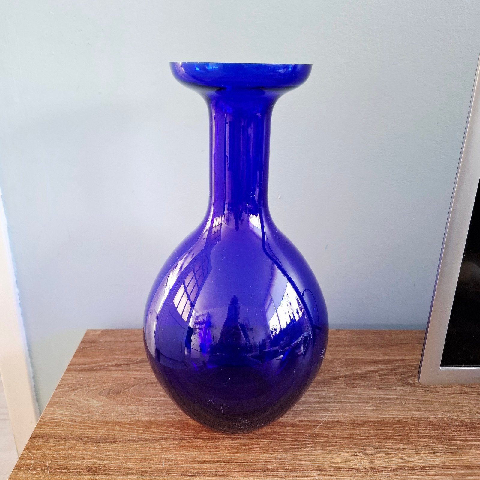 Prachtige vintage kobaltblauwe glazen vaas - 30 cm hoog, Ophalen of Verzenden