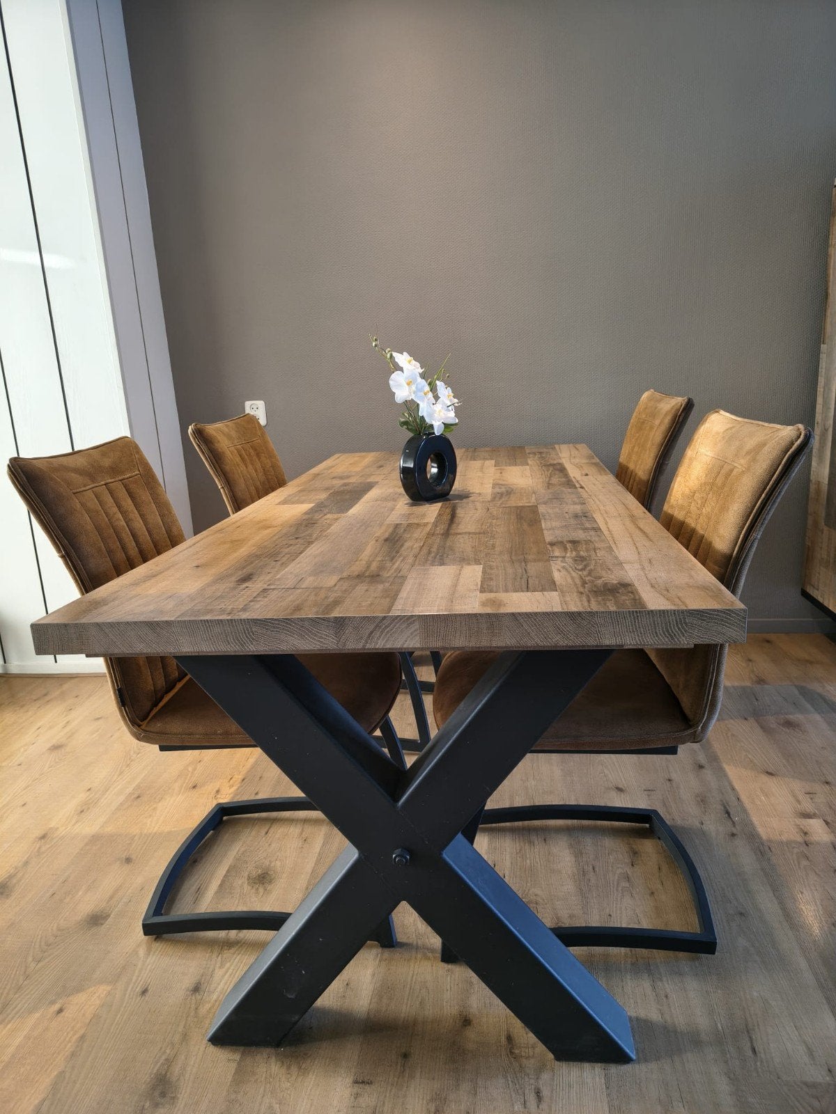 Eettafel met stoelen, Ophalen, Gebruikt, 50 tot 100 cm, 150 tot 200 cm
