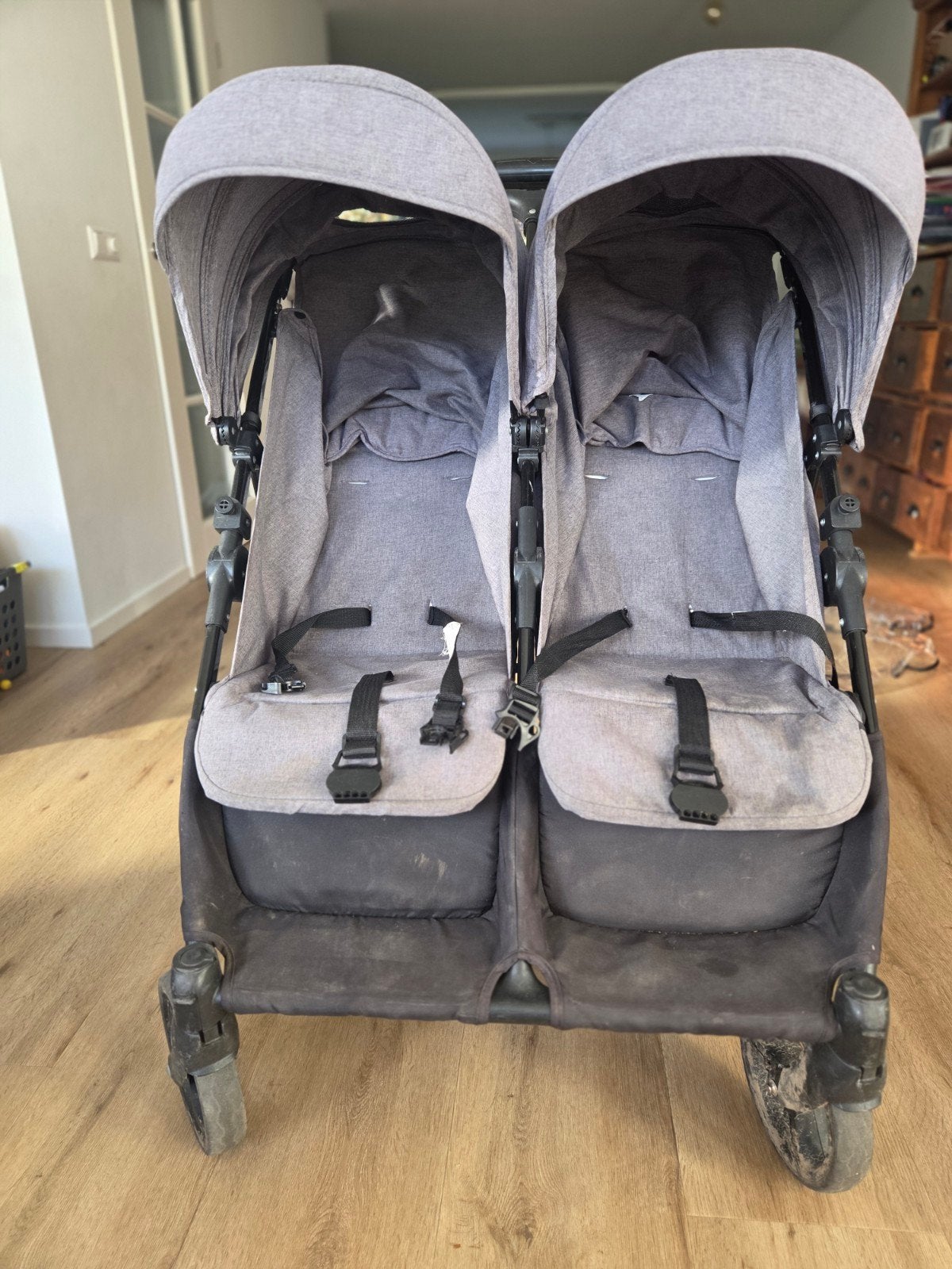 Tweelingbuggy grijs, Ophalen, Kinderwagen of Buggy