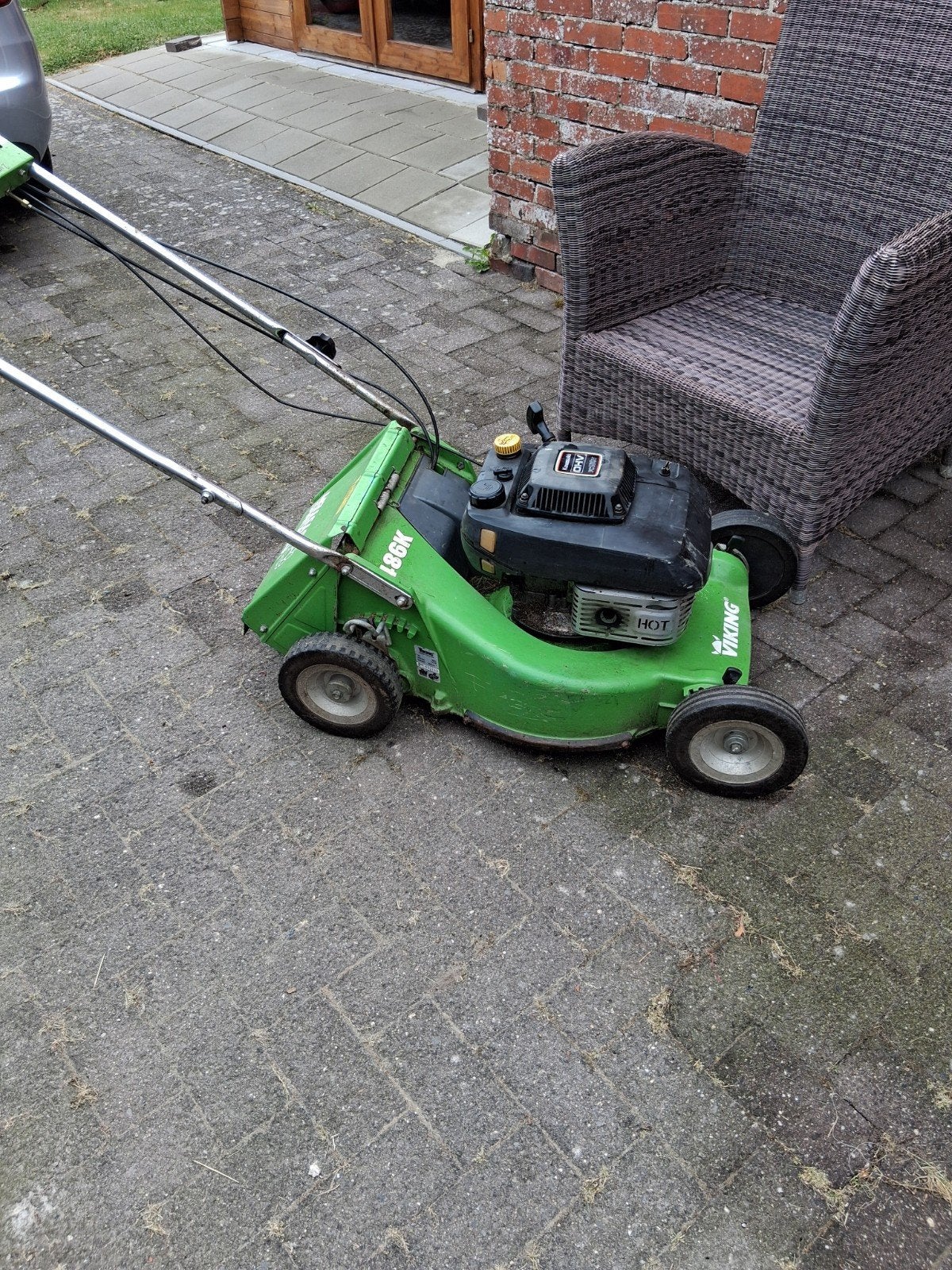 Viking grasmaaier met kawasakimotor en aandrijving., Ophalen, Cirkelmaaier, Benzine-grasmaaier, 50 cm of meer