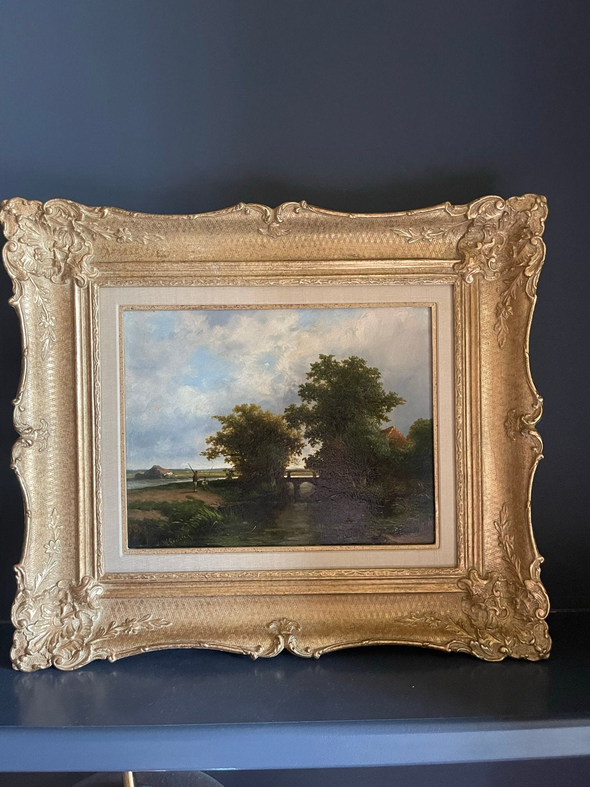 Willem Roelofs - Hollands Landschap met Vissers, Ophalen
