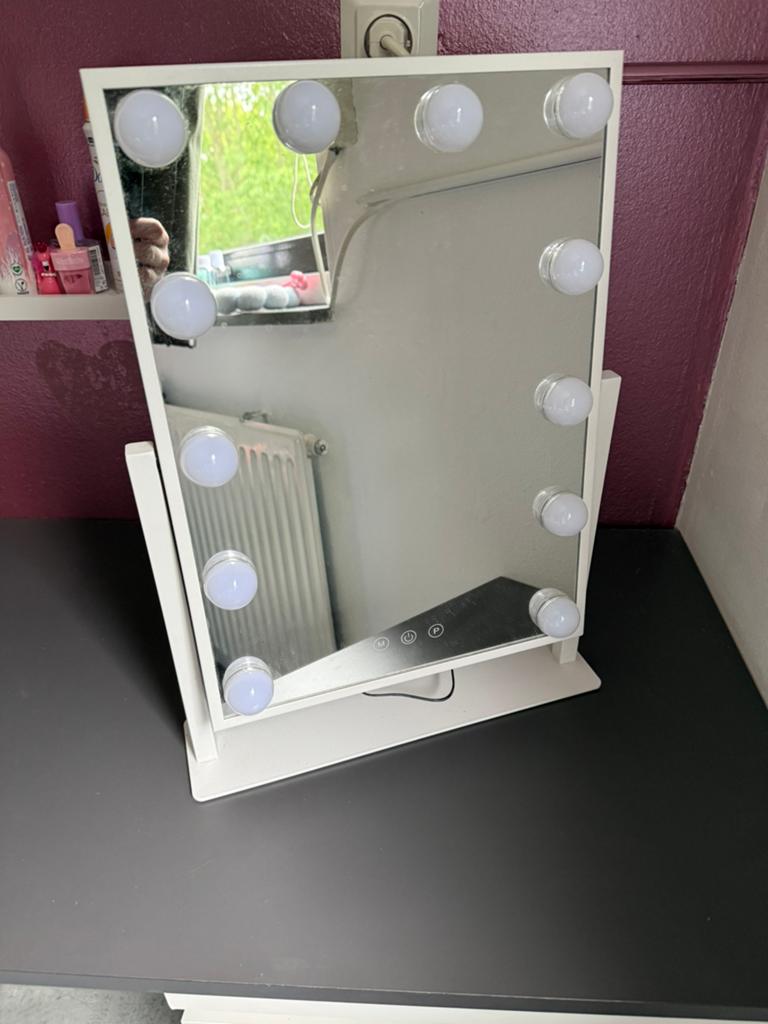 Hollywood make-up spiegel, incl. Verlichting, Minder dan 50 cm, Ophalen of Verzenden, Zo goed als nieuw, Minder dan 100 cm