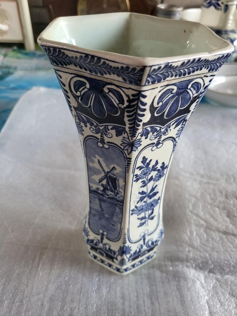 Antieke Delfts Blauwe Vaas - Royal Sphinx Boch Holland, Ophalen