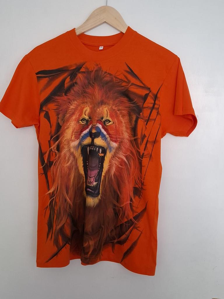 Oranje statement T-shirt met grote leeuw print – maat M, Verzenden, Nieuw, Oranje
