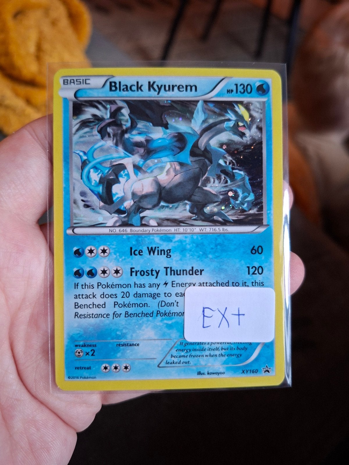 Black Kyurem Pokémon Kaart holo XY160 promo, Ophalen of Verzenden, Zo goed als nieuw, Losse kaart